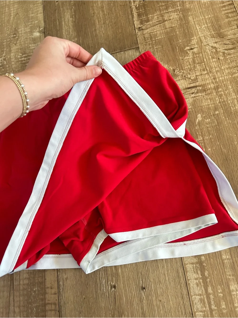Vintage Nike Red Athletic Tennis Skirt with White Trim - Womens Large
